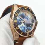Artistic Diver Watch - "Great Wave" Dial with Bronze Case - Image 6