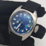 Men's Automatic Diver Watch with Blue Geometric Dial - Image 3