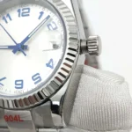 Men's Classic Automatic Watch with White Dial & Blue Accents - Image 5