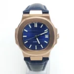 Luxury Automatic Watch with Blue Dial and Rose Gold Case