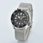 Men's Automatic Dive Watch with Black Dial & Mesh Strap - Image 4