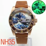 Artistic Diver Watch - "Great Wave" Dial with Bronze Case - Image 16