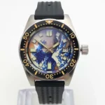 Men's Automatic Dive Watch with Wave Art Dial