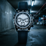Black Ceramic Chronograph Watch with Tachymeter Bezel & White Dial - Image 9