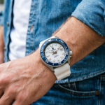 Men's Automatic Watch - White Dial and Blue Camo Bezel - Image 2