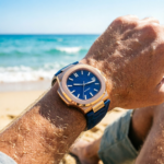 Luxury Automatic Watch with Blue Dial and Rose Gold Case - Image 2