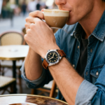 Men's Vintage-Inspired Pilot Watch with Brown Leather Strap - Image 2