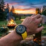 Men's Automatic Skeleton Dive Watch with Yellow Rubber Strap - Image 2