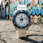 Men's Automatic Watch - White Dial and Blue Camo Bezel - Image 7