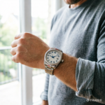 Men's Classic Automatic Watch with White Dial & Blue Accents - Image 2