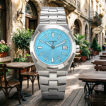 Vintage-Inspired Turquoise Steel Watch - Image 9