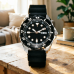 Men's Automatic Diver Watch - Black Dia and Rubber Strap - Image 7