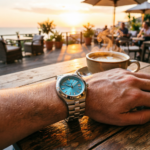 Vintage-Inspired Turquoise Steel Watch - Image 2