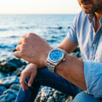 Men's Automatic Watch - Blue Marbled Dial with Diamond Hour Markers - Image 2