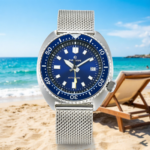 Men's Automatic Watch - Blue Dial with Date Display & Mesh Bracelet - Image 8