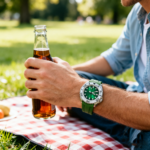 Men's Green Sunburst Dial Watch - Image 2