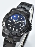 Midnight Blue Automatic Diver – Black Steel Sport Watch - Image 3