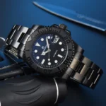 Midnight Blue Automatic Diver – Black Steel Sport Watch - Image 7