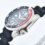 Men's Automatic Dive Watch with Red & Black Bezel and Rubber Strap - Image 4