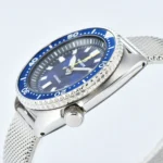 Men's Automatic Watch - Blue Dial with Date Display & Mesh Bracelet - Image 4