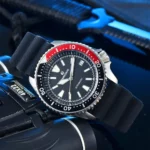 Men's Automatic Dive Watch with Red & Black Bezel and Rubber Strap - Image 7