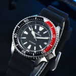 Men's Automatic Dive Watch with Red & Black Bezel and Rubber Strap - Image 3