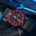 Men's Automatic Dive Watch - Black Dial with Red Accents - Image 7