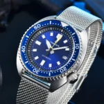 Men's Automatic Watch - Blue Dial with Date Display & Mesh Bracelet - Image 3