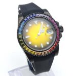 Black Gold Automatic Watch – Rainbow Bezel & Gradient Dial - Image 2