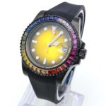 Black Gold Automatic Watch – Rainbow Bezel & Gradient Dial - Image 3