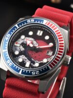 Diver's Style Art Watch – Ocean Wave & Sun Dial - Image 2