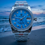 Men's Automatic Watch - Blue Marbled Dial with Diamond Hour Markers - Image 13