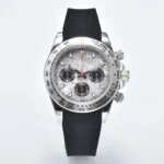 Men's Chronograph Watch with Meteorite Dial and Rubber Strap