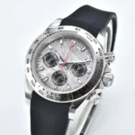 Men's Chronograph Watch with Meteorite Dial and Rubber Strap - Image 4