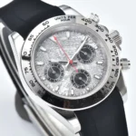Men's Chronograph Watch with Meteorite Dial and Rubber Strap - Image 3