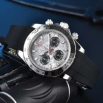 Men's Chronograph Watch with Meteorite Dial and Rubber Strap - Image 8