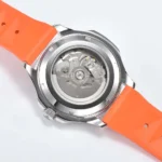 Men's Automatic Watch - Colorful Geometric Dial, Orange Silicone Strap - Image 8