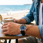 Men's Blue Dial GMT Watch with Two-Tone Bezel and Rose Gold-Tone Case - Image 2