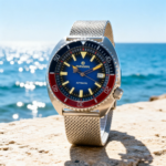 Men's Automatic Diver Watch with Blue Dial and Stainless Steel Mesh Band - Image 8
