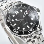 Men's Black Wave Dial Automatic Dive Watch - Image 3