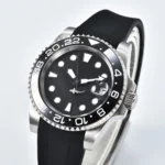 Men's Black GMT Automatic Watch with Rubber Strap - Image 4