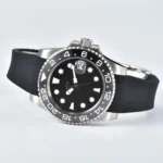 Men's Black GMT Automatic Watch with Rubber Strap - Image 6