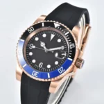 Men's Rose Gold Automatic Dive Watch with Rubber Strap - Image 4