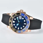 Men's Blue Dial GMT Watch with Two-Tone Bezel and Rose Gold-Tone Case - Image 5