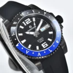 Men's Black Case And Blue Bezel Automatic Watch - Image 4