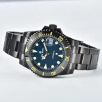 Men's Automatic Dive Watch with Blue Dial and Yellow Accents - Image 5
