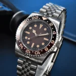 Men's Automatic GMT Watch - Root Beer Dial, Two-Tone Bezel, Jubilee Bracelet - Image 5