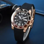 Men's Bronze GMT Automatic Watch with Rubber Strap - Image 5