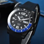 Men's Black Case And Blue Bezel Automatic Watch - Image 6
