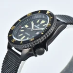 Men's Automatic Dive Watch with Black Dial & Mesh Strap - Image 4
